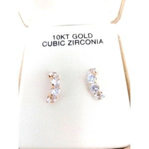 10 CT Gold earrings cubic zirconia curved earrings